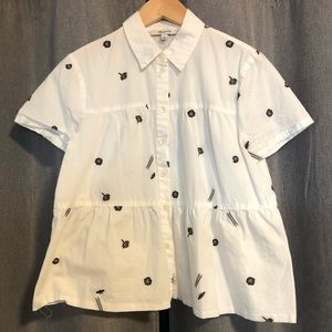 Madewell Tiered Embroidered Button Down Sz S
